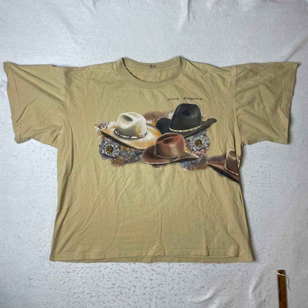 Hazlewood T-Shirt Mens 3X Tan Las Vegas Cowboy Hats Graphic Vintage 1993 90s